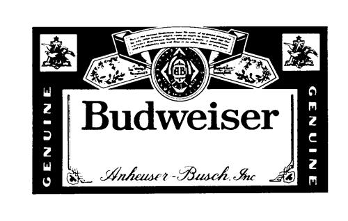 A GENUINE AB Budweiser Anheuser-Busch Inc. trademark