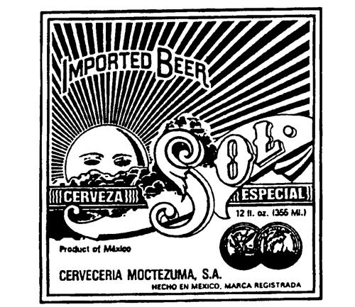 IMPORTED BEER CERVEZA SOL ESPECIAL trademark