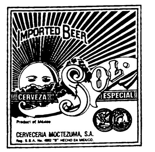 IMPORTED BEER SOL CERVEZA ESPECIAL trademark