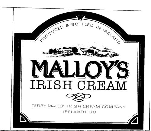 PRODUCED & BOTTLED IN IRELAND MALLOY'S IRISH CREAM TERRY MALLOY IRISH CREAM COMPANY (IRELAND) LTD trademark