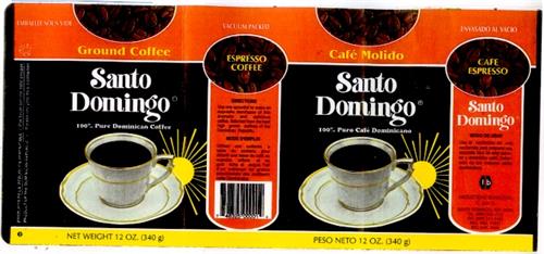 Santo Domingo 100% Pure Dominican Coffee Santo Domingo 100% Puro Café Dominicano trademark