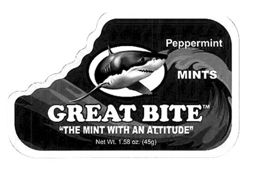 GREAT BITE "THE MINT WITH AN ATTITUDE" Peppermint MINTS trademark