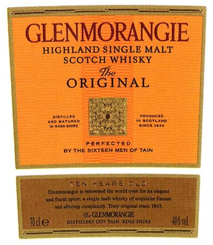 GLENMORANGIE HIGHLAND SINGLE MALT SCOTCH WHISKY The ORIGINAL trademark