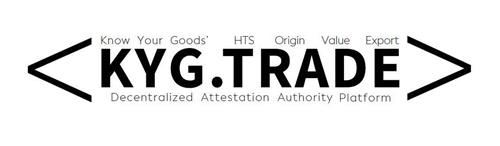 KNOW YOUR GOODS' HTS ORIGIN VALUE EXPORT KYG.TRADE DECENTRALIZED ATTESTATION AUTHORITY PLATFORM trademark