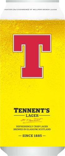 T TENNENT'S LAGER H.T.TENNENT REFRESHINGLY CRISP LAGER BREWED IN GLASGOW, SCOTLAND - SINCE 1885 - trademark