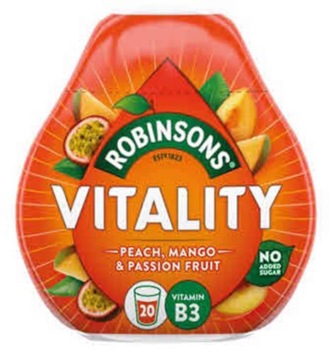 ROBINSONS VITALITY PEACH, MANGO & PASSION FRUIT NO ADDED SUGAR 20 VITAMIN B3 trademark