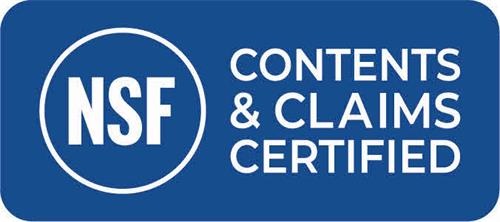 NSF CONTENTS & CLAIMS CERTIFIED trademark