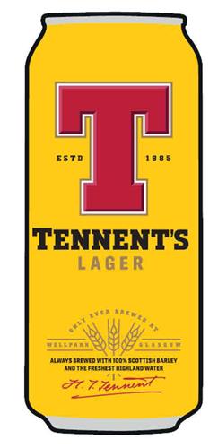 T ESTD 1885 TENNENT'S LAGER ONLY EVER BREWED AT WELLPARK GLASGOW ALWAYS BREWED WITH 100% SCOTTISH BARLEY AND THE FRESHEST HIGHLAND WATER H. T. TENNENT trademark