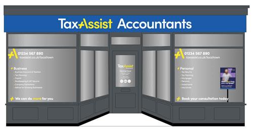 TAXASSIST ACCOUNTANTS 
A 01234 567 890 
TAXASSIST.CO.UK/LOCALTOWN  
+ BUSINESS TAXASSIST 
BUSINESS ACCOUNTS & TAXATION
TAX PLANNING
PAYROLL
BOOKKEEPING & VAT RETURNS
COMPANY FORMATIONS
ADVICE FOR GROWING BUSINESSES
+ WE CAN DO MORE FOR YOU
+ PERSONAL
TAX RETURNS
TAX PLANNING
MORTGAGES
PENSIONS
INVESTMENTS
INSURANCES
+ BOOK YOUR CONSULTATION TODAY trademark