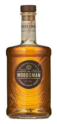 THE WOODSMAN BLENDED SCOTCH WHISKY GREAT BARRELS MAKE FOR A TASTING WE USE MIX OF FRESHLY BUILT OAK CASKS AND DOUBLE-SCORCHED BOURBON BARRELS MAKING ESPECIALLY SMOOTH SWEET WITH HINT SMOKE TRUE CHARACTER IS BUILT BY HAND MADE TRUE trademark