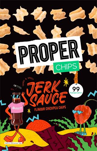 PROPER CHIPS & SPICY JERK SAUCE 
FLAVOUR CHICKPEA CHIPS trademark