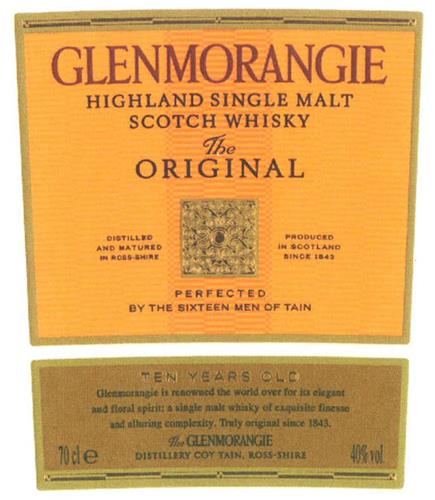 GLENMORANGIE HIGHLAND SINGLE MALT SCOTCH WHISKY The ORIGINAL trademark