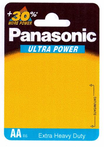 +30%MORE POWER Panasonic ULTRA POWER AA Extra Heavy Duty trademark