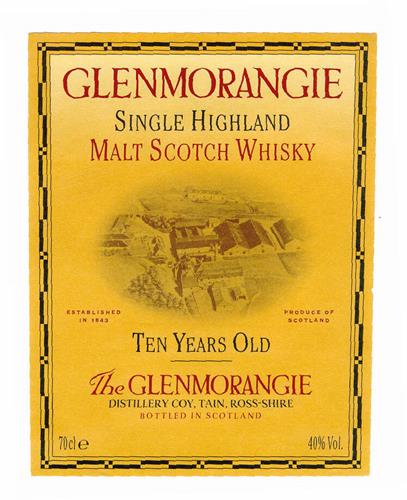 GLENMORANGIE SINGLE HIGHLAND MALT SCOTCH WHISKY TEN YEARS OLD The GLENMORANGIE trademark