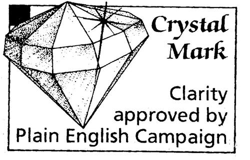 Crystal Mark Clarity approved by Plain English Campaign trademark