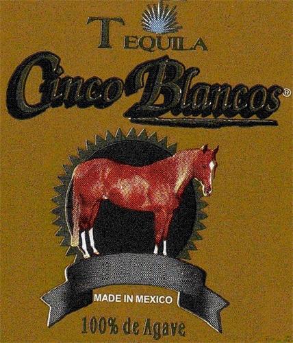 tequila cinco blancos made in mexico 100% de Agave trademark