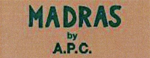 MADRAS by A.P.C. trademark