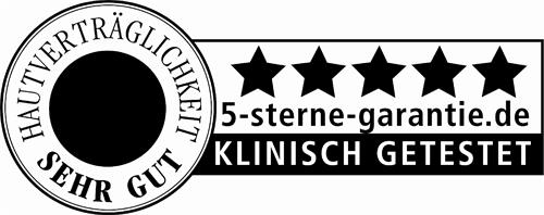 HAUTVERTRÄGLICHKEIT SEHR GUT 5-sterne-garantie.de KLINISCH GETESTET trademark