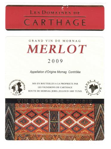 LES DOMAINES DE CARTHAGE GRAND VIN DE MORNAG MERLOT 2009 trademark