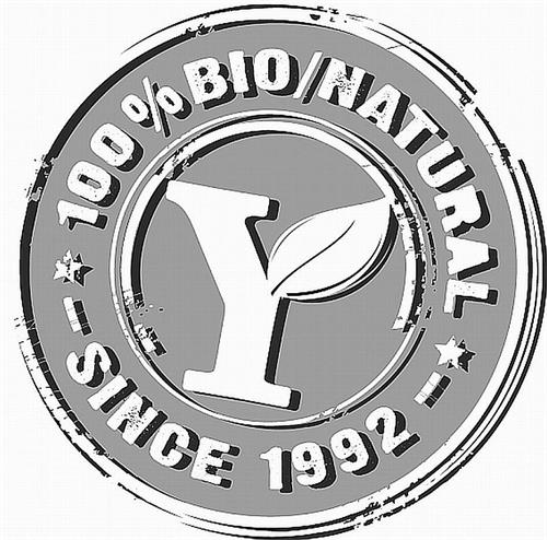 Y 100% BIO NATURAL since 1992 trademark