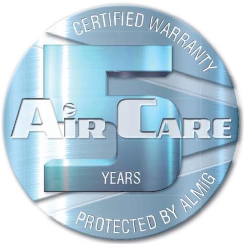 CERTIFIED WARRANTY  AIRCARE 5 YEARS PROTECTED BY ALMIG trademark