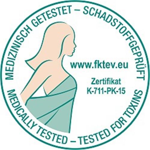 MEDIZINISCH GETESTET - SCHADSTOFFGEPRÜFT MEDICALLY TESTED - TESTED FOR TOXINS - www.fktev.eu- Zertifikat K-17-PK-15 trademark