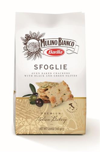 MULINO BIANCO BARILLA- SFOGLIE OVEN BAKED CRACKERS WITH BLACK AND GREEN OLIVES - PREMIUM ITALIAN BAKERY - PRODUCT OF ITALY  trademark