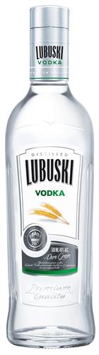 LUBUSKI VODKA PREMIUM QUALITY DISTILLED LUBUSKI VODKA PREMIUM QUALITY LUBUSKI BRAND SINCE 1987 500ML 40& ALC. Pure Grain PREMIUM QUALITY  trademark