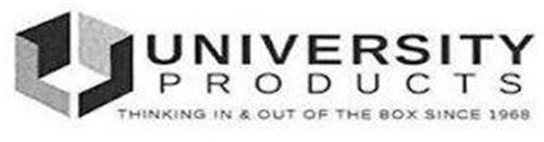 UNIVERSITY PRODUCTS THINKING IN & OUT OF THE BOX SINCE 1968 trademark