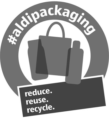 #aldipackaging reduce. reuse. recycle. trademark